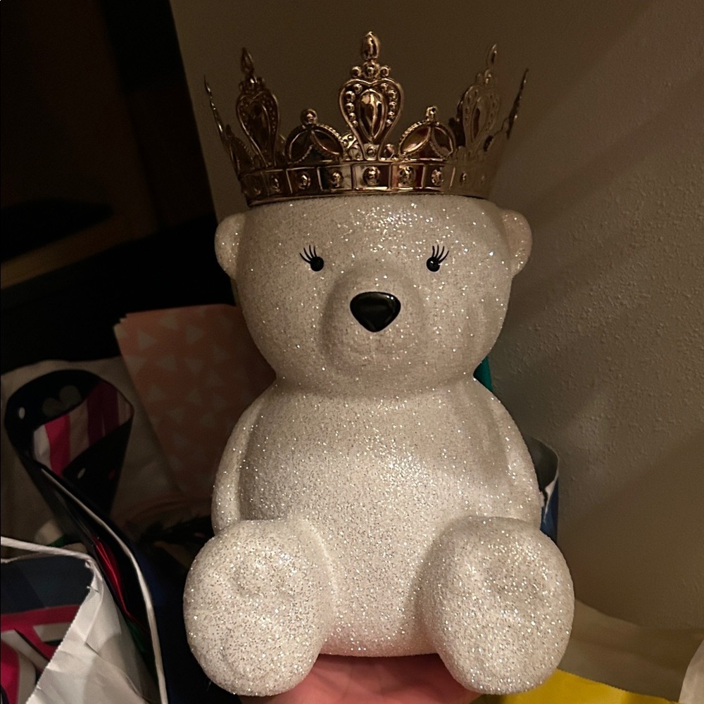 Bath & Body Works Glittery White Bear with Gold Crown